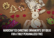 flocked Christmas tree decorated with white lights and ornaments
