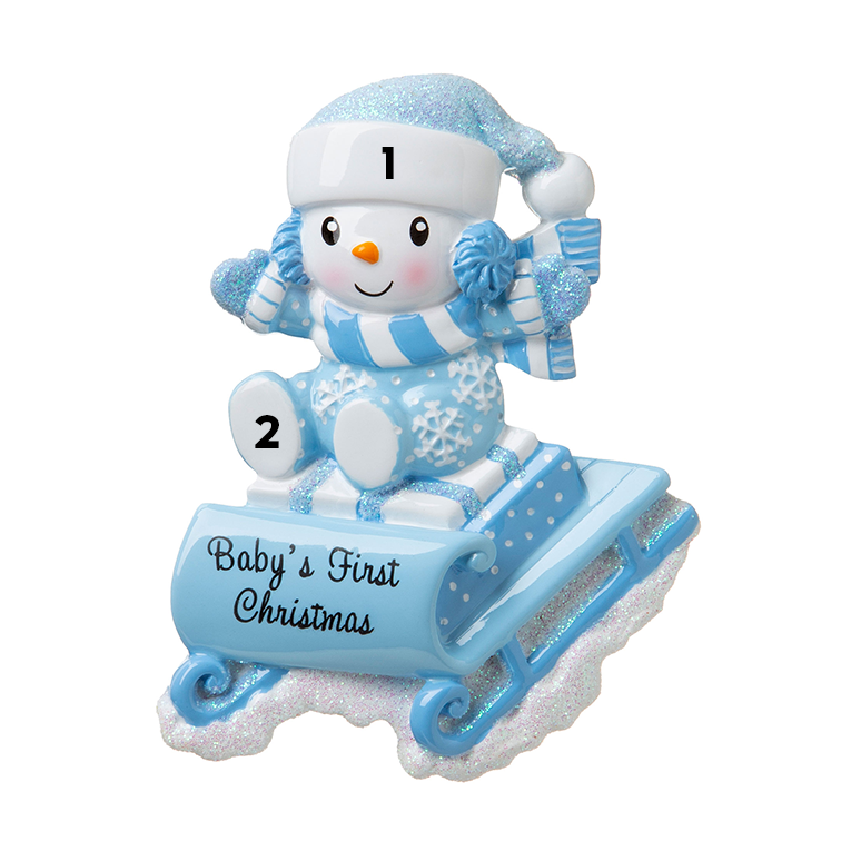 Baby's First Christmas on a Sled - Blue