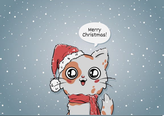 Cat Christmas ornaments hanging on a decorated Christmas tree
