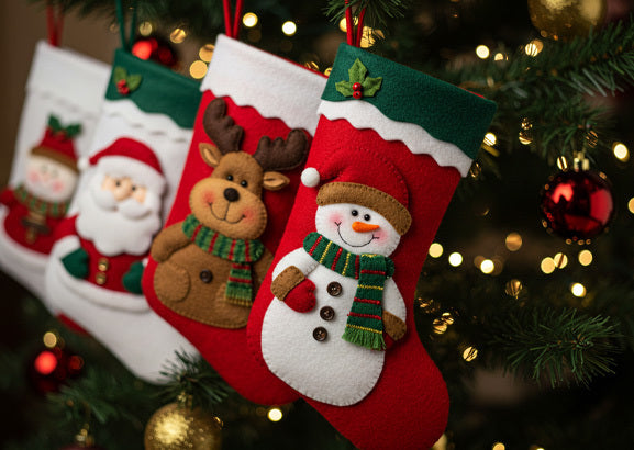 Applique Santa and Friends Christmas Stockings: Perfect for Personalizing Your Holiday Decor