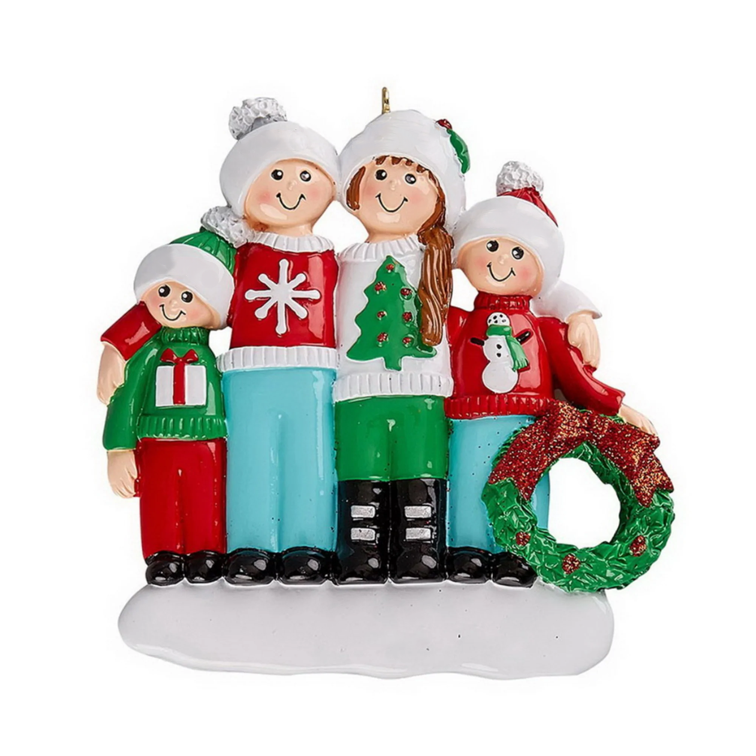 Cute Family Christmas Ornament of Four - Santa'Ville