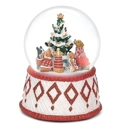 Snow Globe - Dogs looking at Christmas Tree