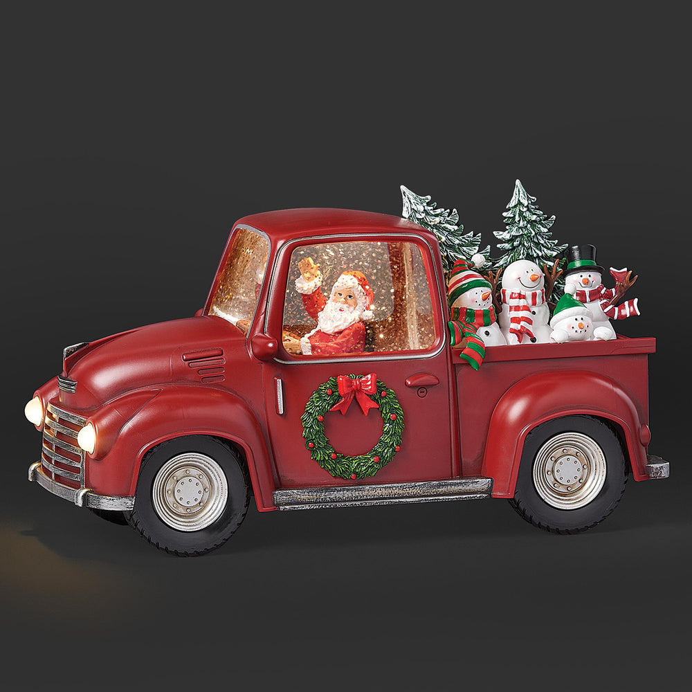 Lantern - Red Truck with snowman and Santa