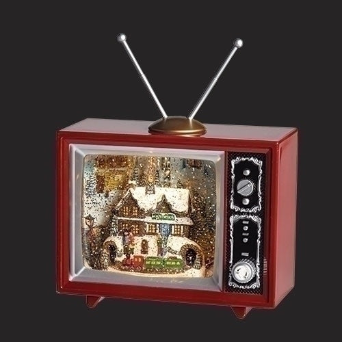TV Lantern with Rotating Train in Christmas Village