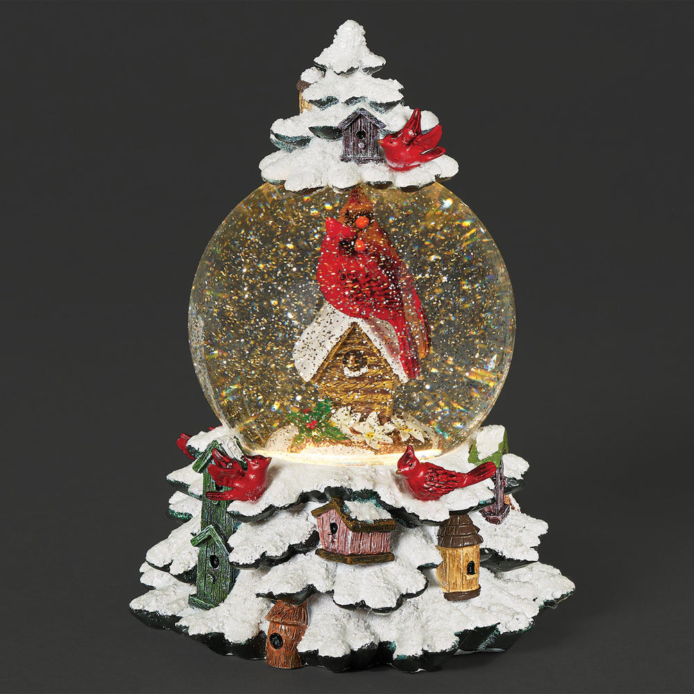 Snow Globe - Cardinals on a birdhouse