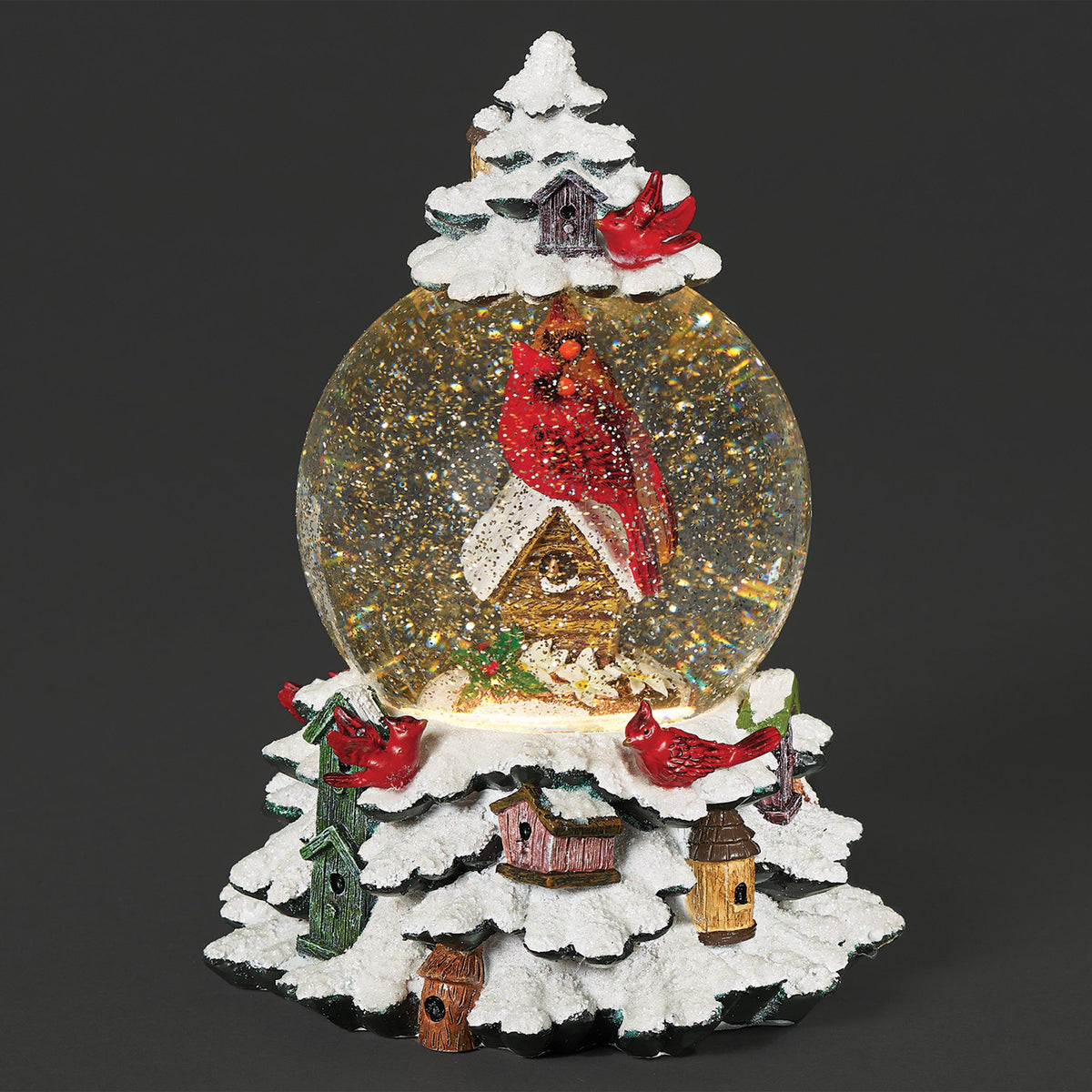 Snow Globe - Cardinals on a birdhouse