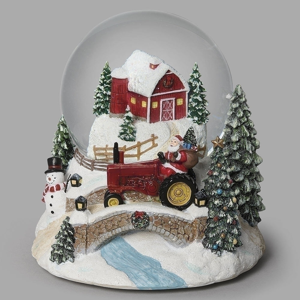 Snow Globe - Tractor Barn and Santa