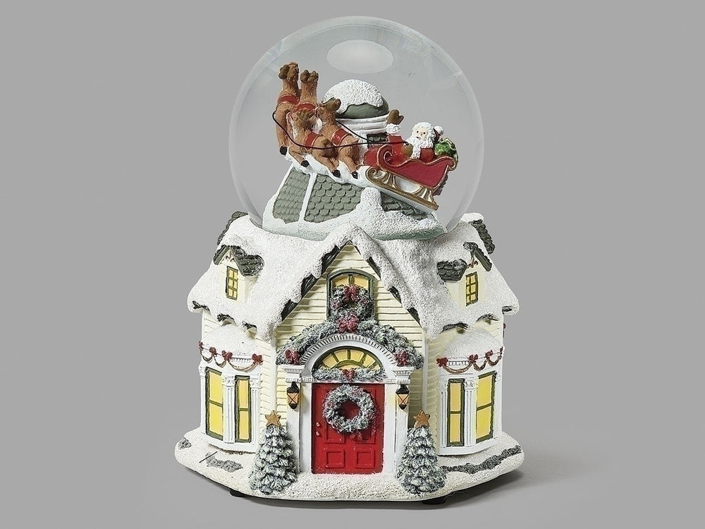 Snow Globe - Santa with Sleigh on top of a white house