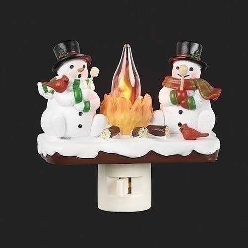 Night light - Two Snowmen roasting Marshmallows