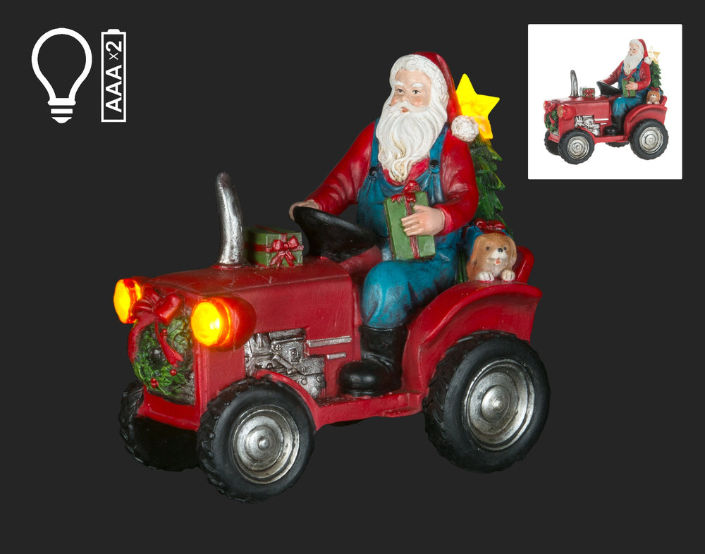Santa Riding Tractor Figurine – Santa'Ville