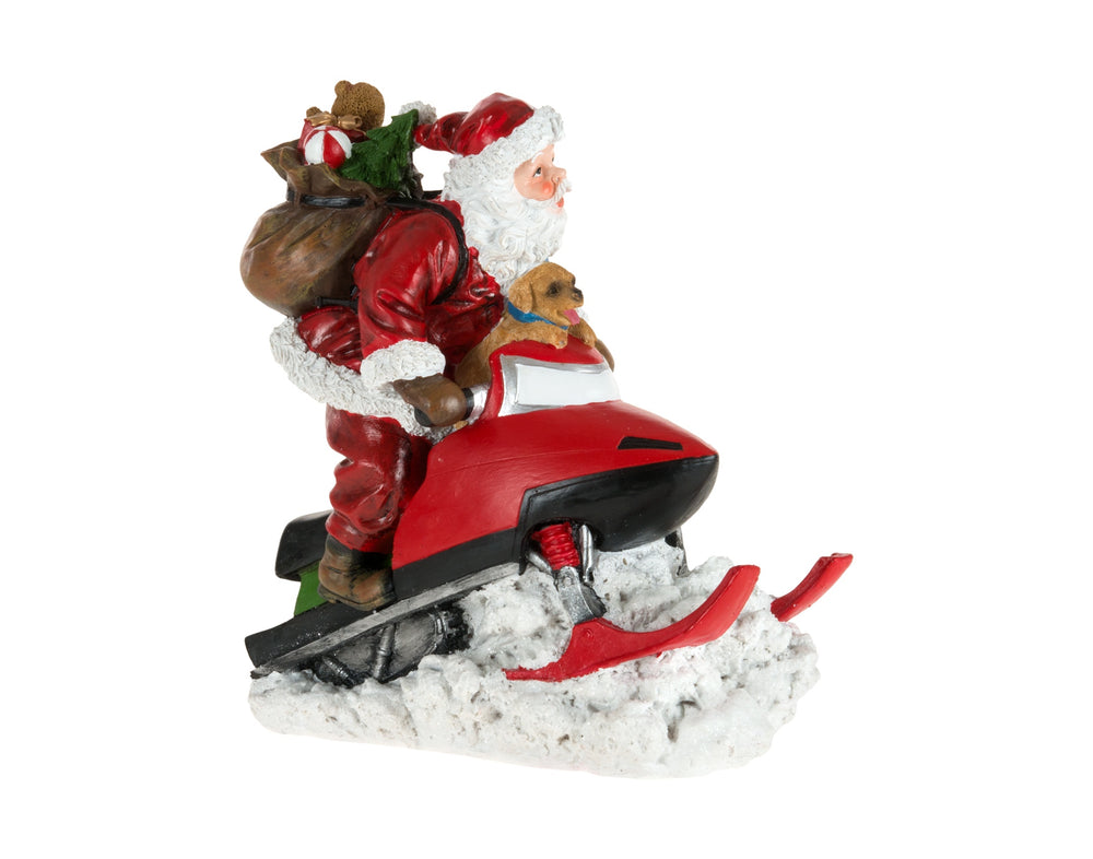 Festive Santa Riding Snowmobile