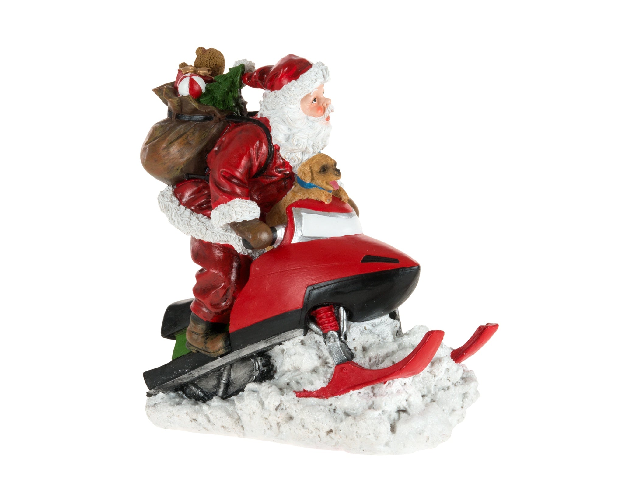 Festive Santa Riding Snowmobile