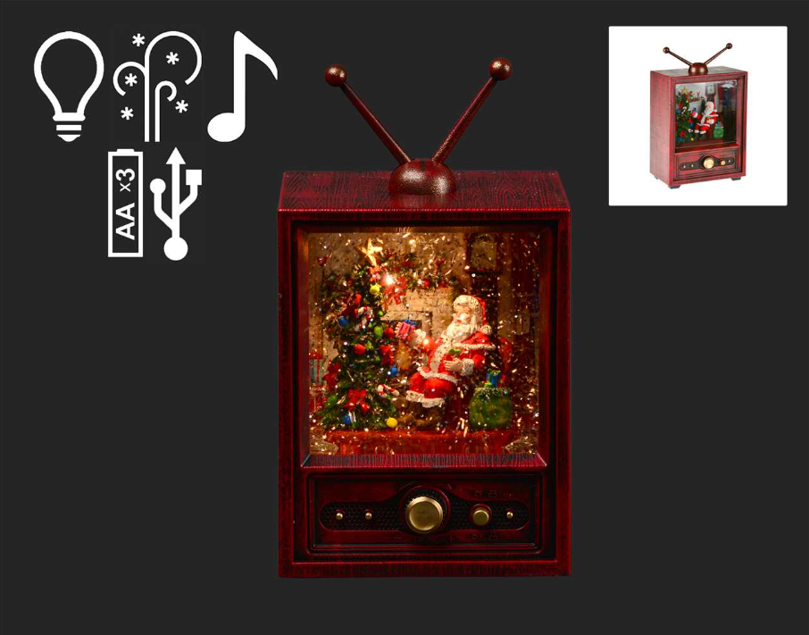 Retro TV Lantern - Festive Santa