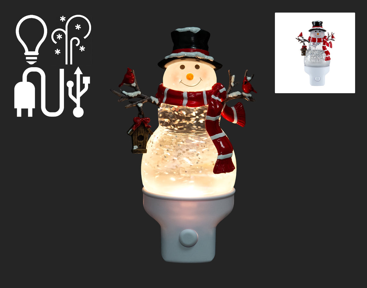 A Little Frosty Glow — Snowman & Cardinals Night-Light