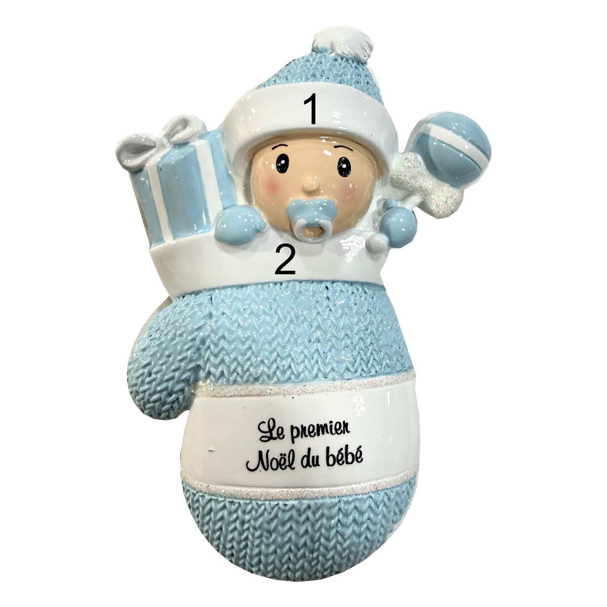 Bien au chaud pour Noël — Mitaines et bébé en bleu