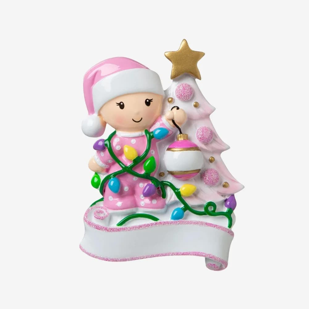 Tiny Trimmer, Big Twinkle — Pink Baby Ornament