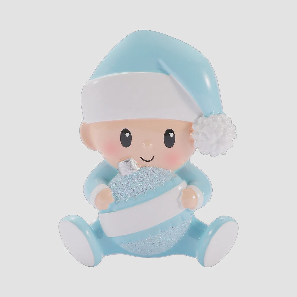 Little Hands, Big Christmas — Blue Baby Bauble Ornament