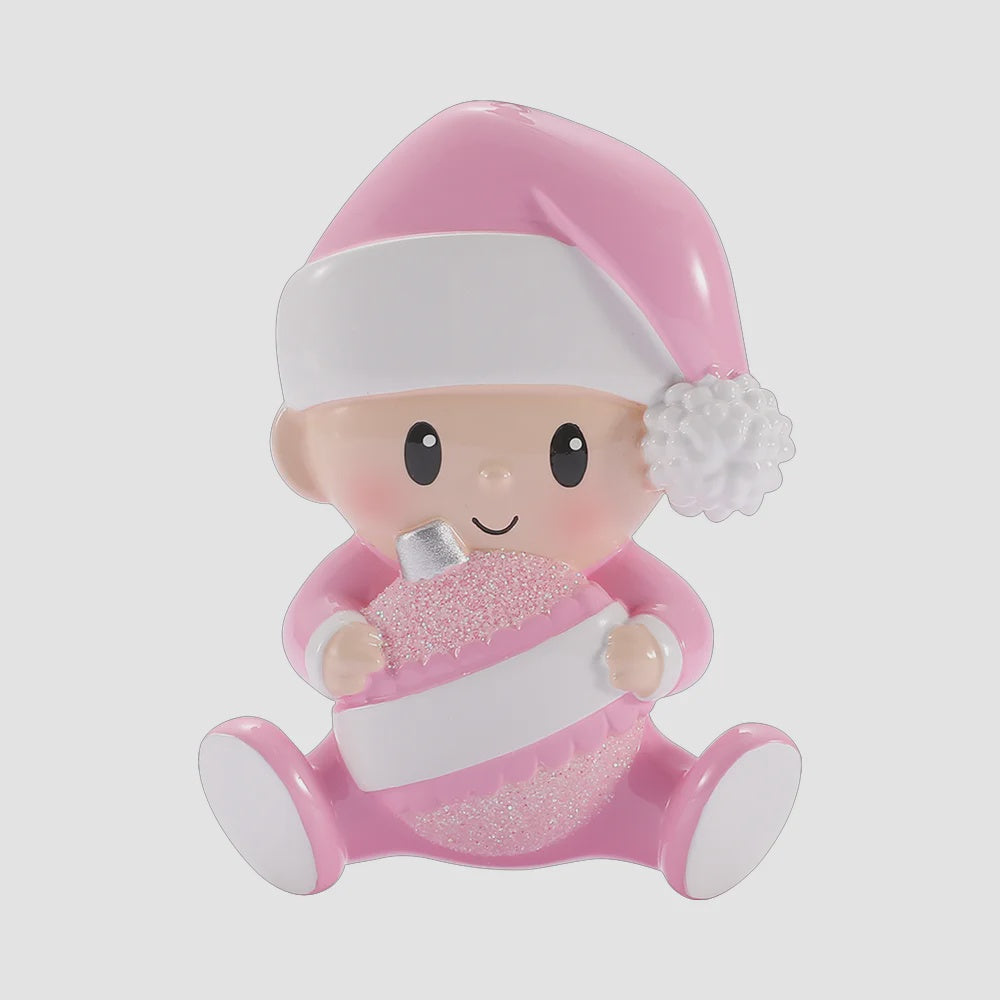 Little Hands, Big Christmas — Pink Baby Bauble Ornament