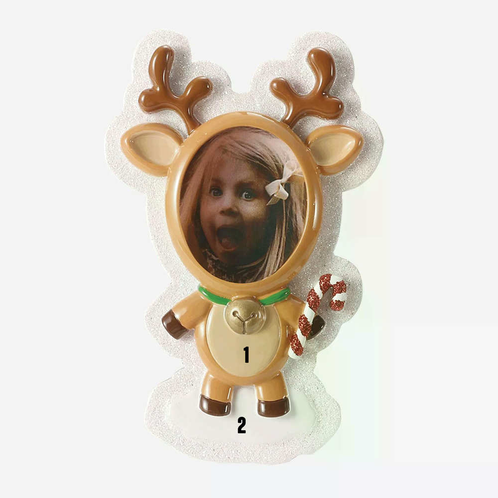 Reindeer holding Candycane - Picture Frame