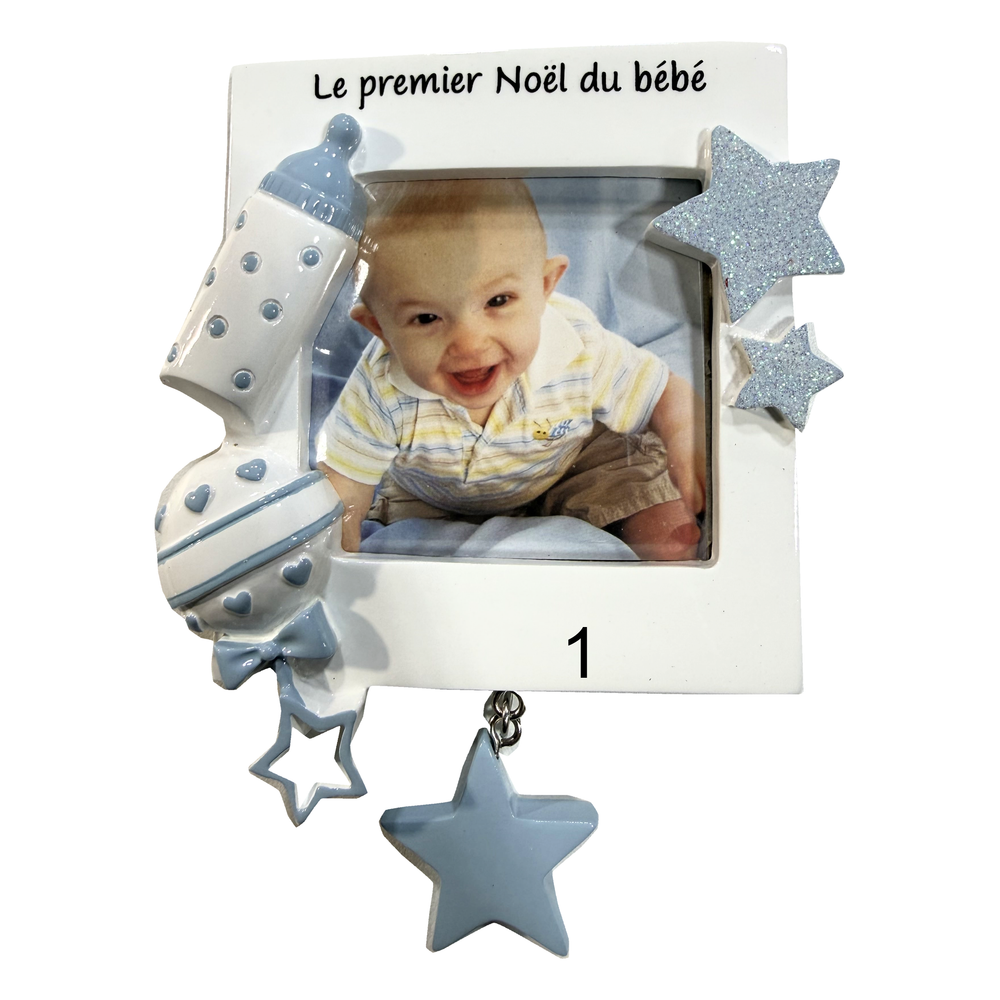 Son premier Noël en vedette — Cadre photo bleu