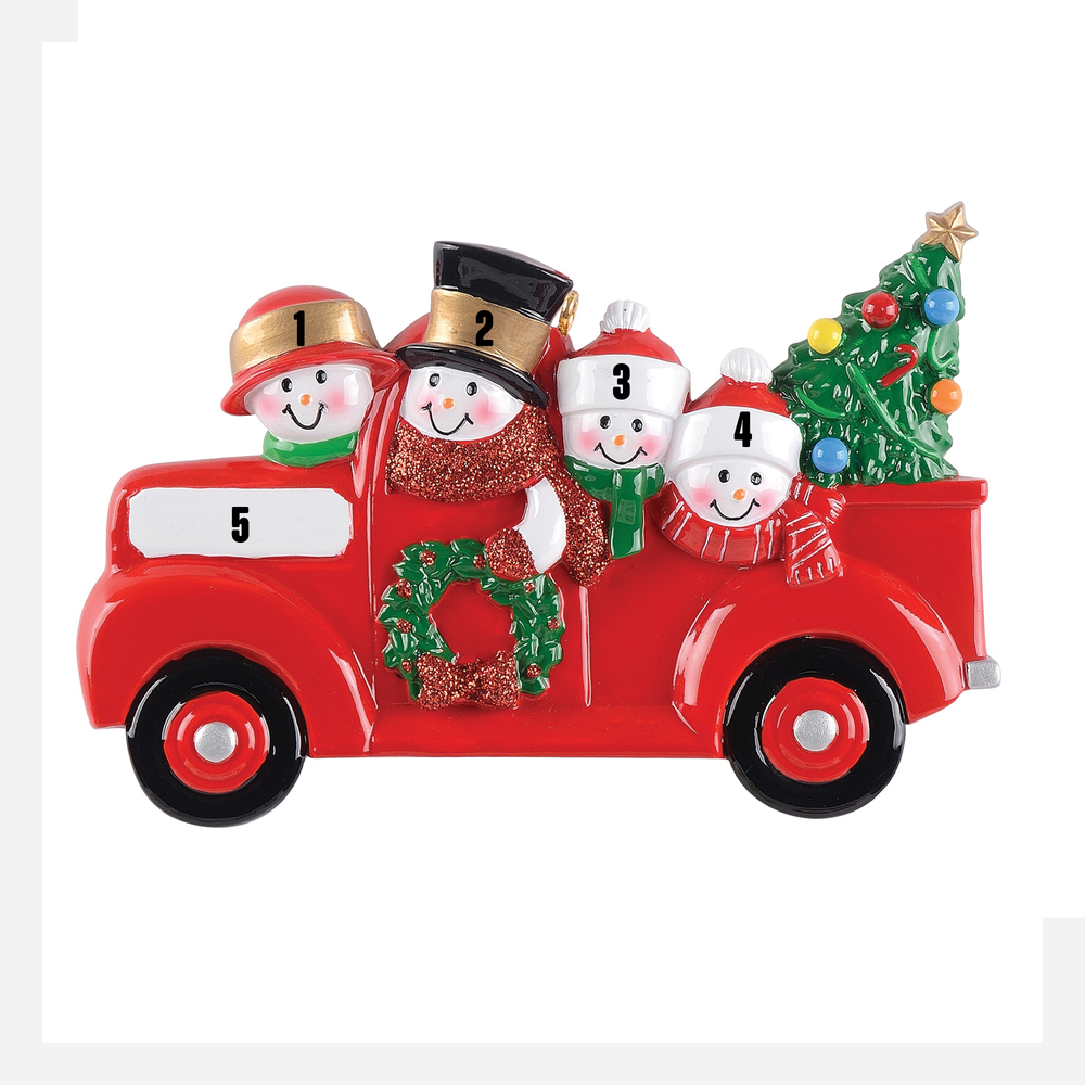 Snowman Family - Red Truck - Four