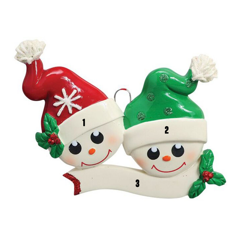 Snowmen Heads - Red and Green - Couple (7471022473390)