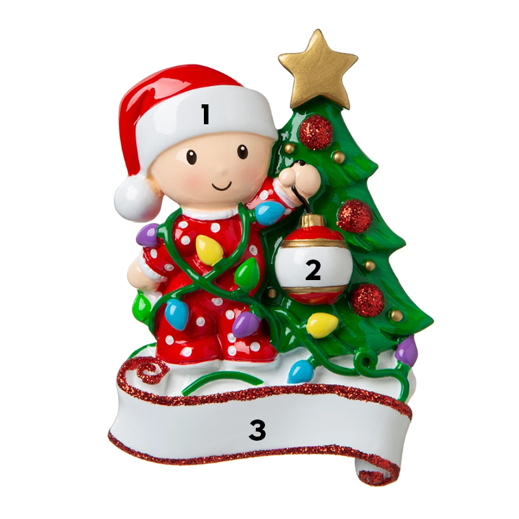 Baby Decorating Christmas Tree