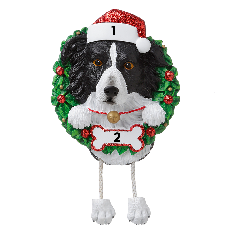 Border Collie in a Wreath