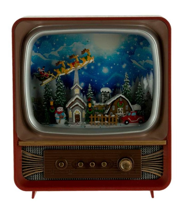 Retro TV Lantern, Christmas town, Red Truck