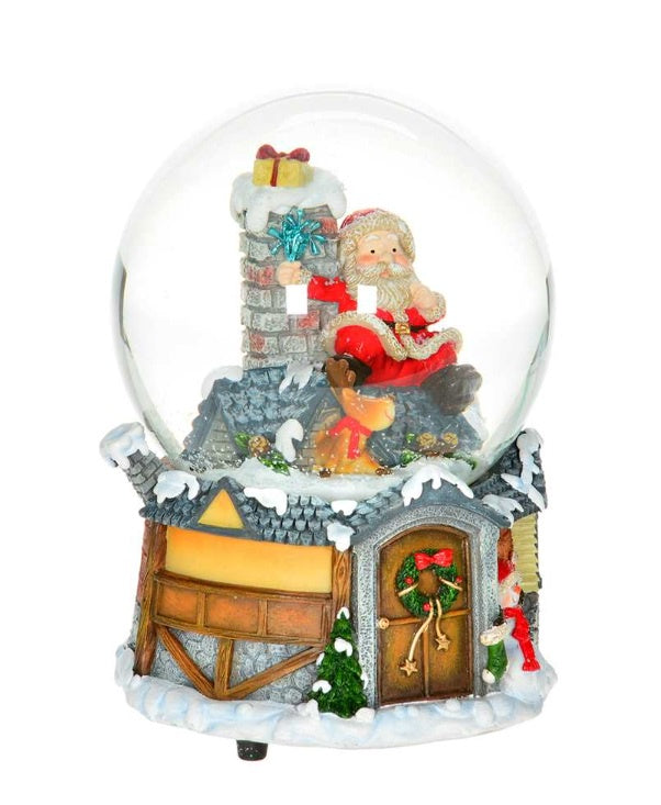 Santa with Presents on a Chimney - Snow Globe