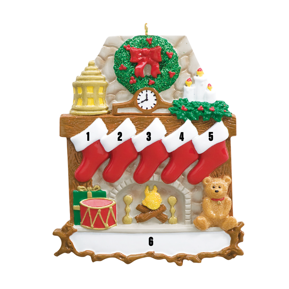 Santa'Ville-Family of Five - Stocking by the fireplace (7451244265646)