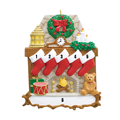 Santa'Ville-Family of Five - Stocking by the fireplace (7451244265646)