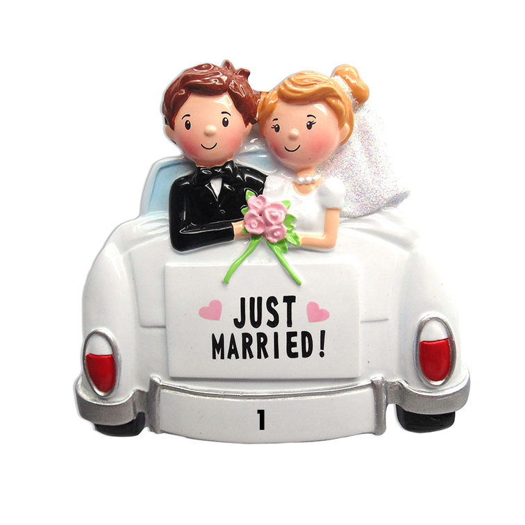 Just Married Couple in Car