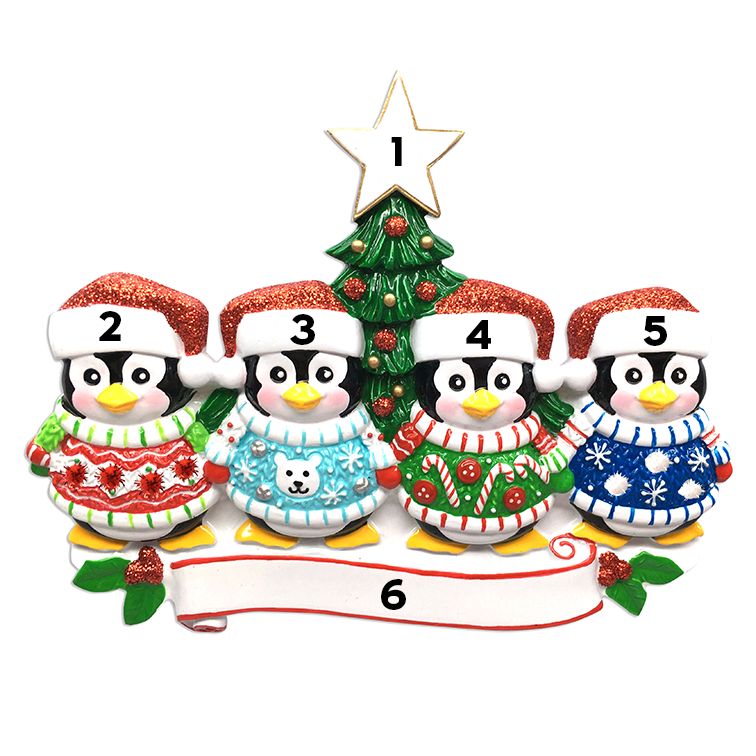 Ugly Sweater Penguin Family of Four