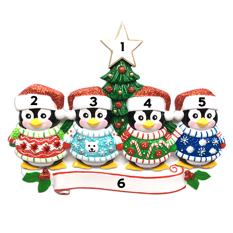 Ugly Christmas Sweater Penguin Family of Four