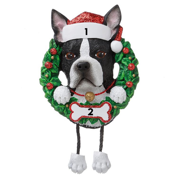 Boston Terrier in a Wreath