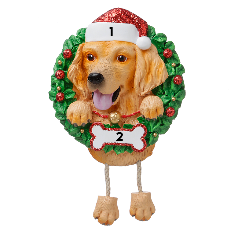 Golden Retriever in a Wreath