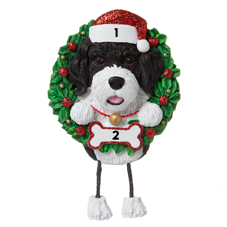 Portugese Water Dog in a Wreath