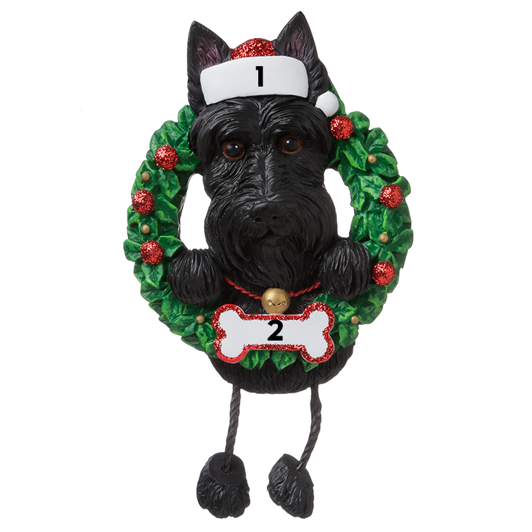 Black Scottie in a Wreath