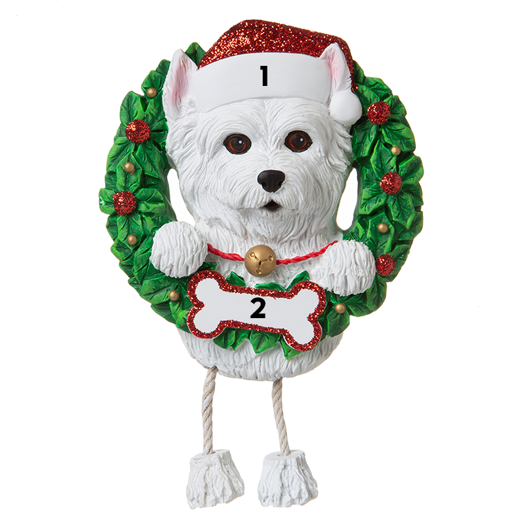 Westie on Christmas Wreath