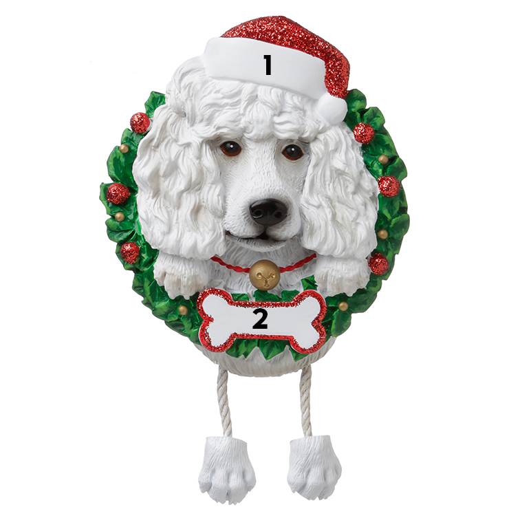 White Poodle in a Wreath