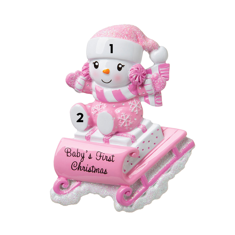Baby's First Christmas on a Sled - Pink