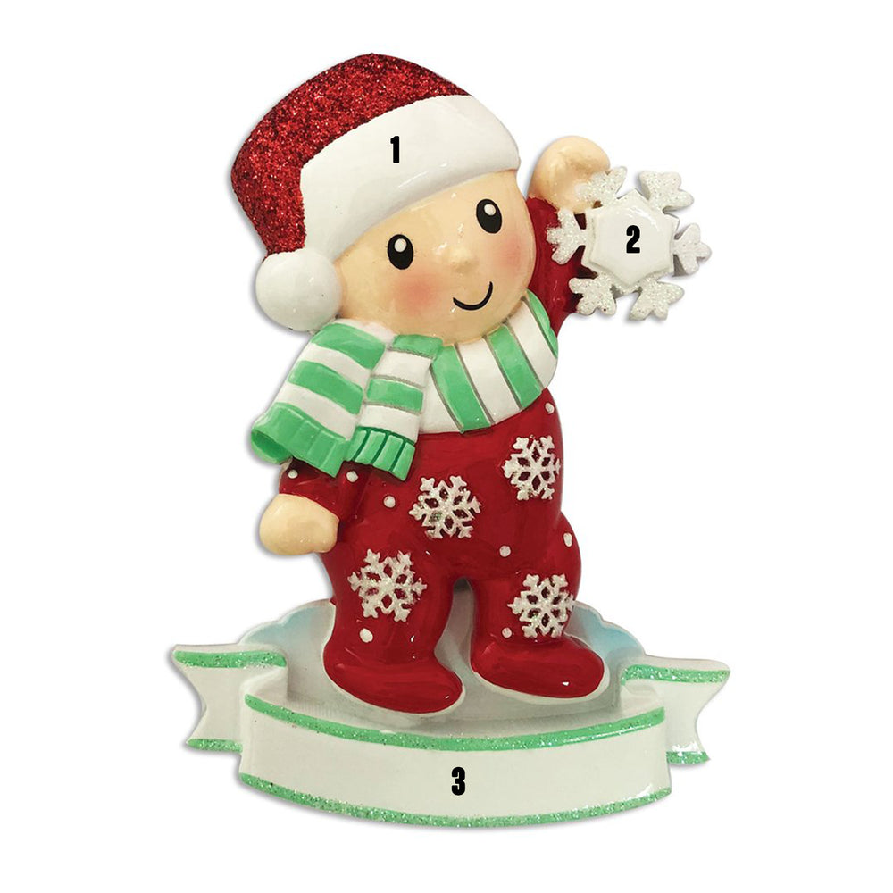 Baby in Red PJ - Big Snowflake (7471023456430)