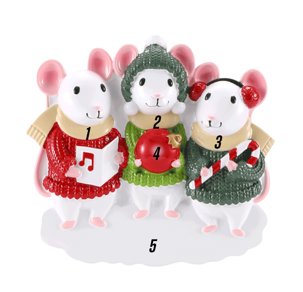 Mice with Festive Sweaters - Family of Three