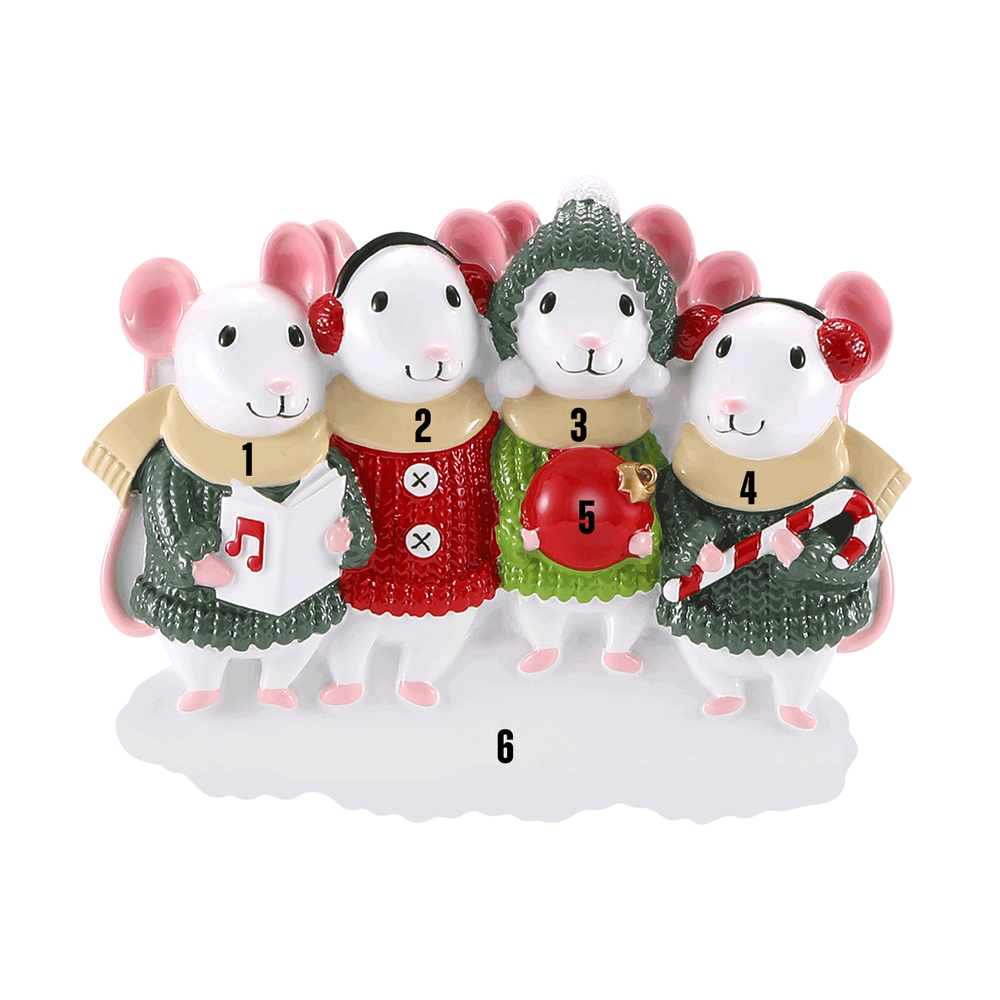 Mice with Festive Sweaters - Family of Four