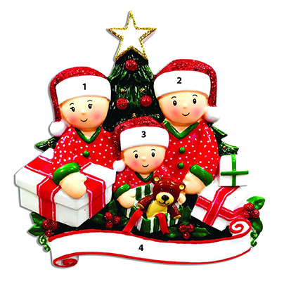 Opening Presents Family of Three