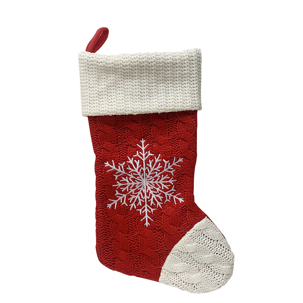 Red Snowflake - Knitted Stocking