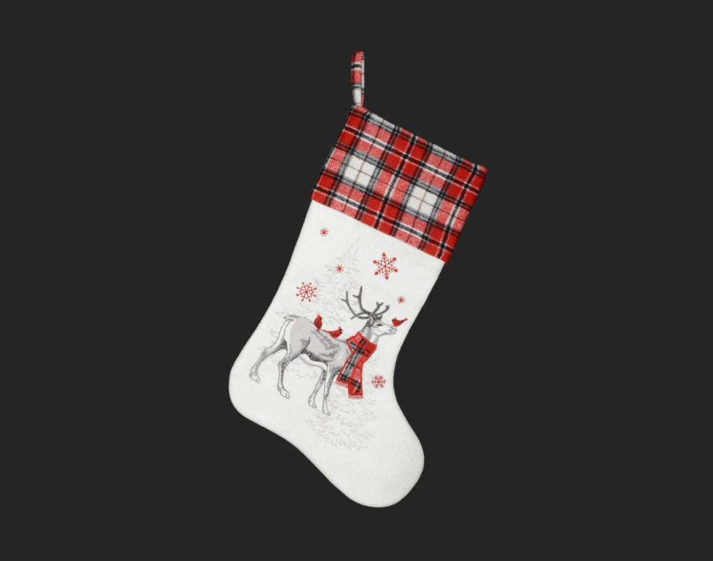 Reindeer Plaid Scarf Stocking