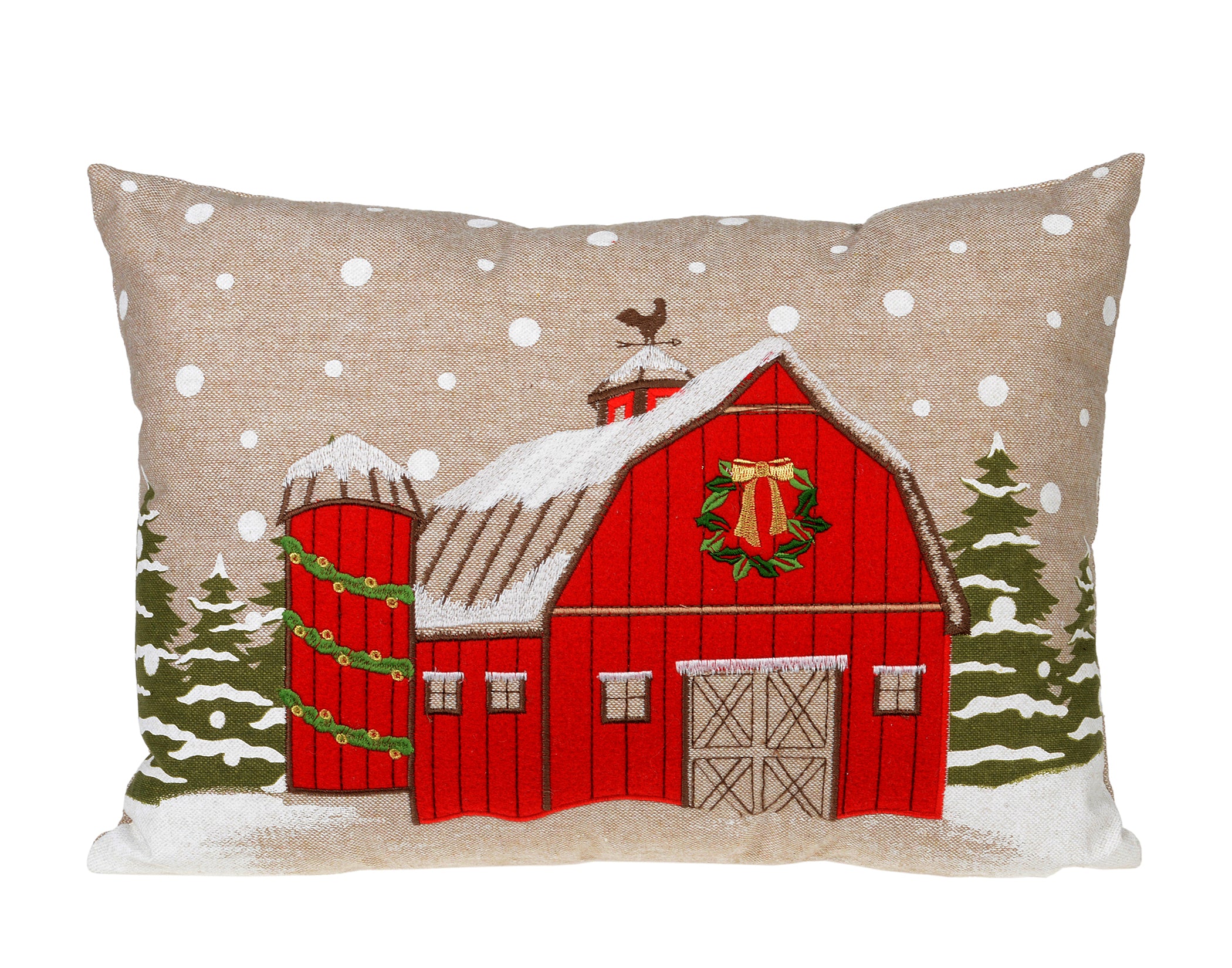 Red Christmas Barn Pillow