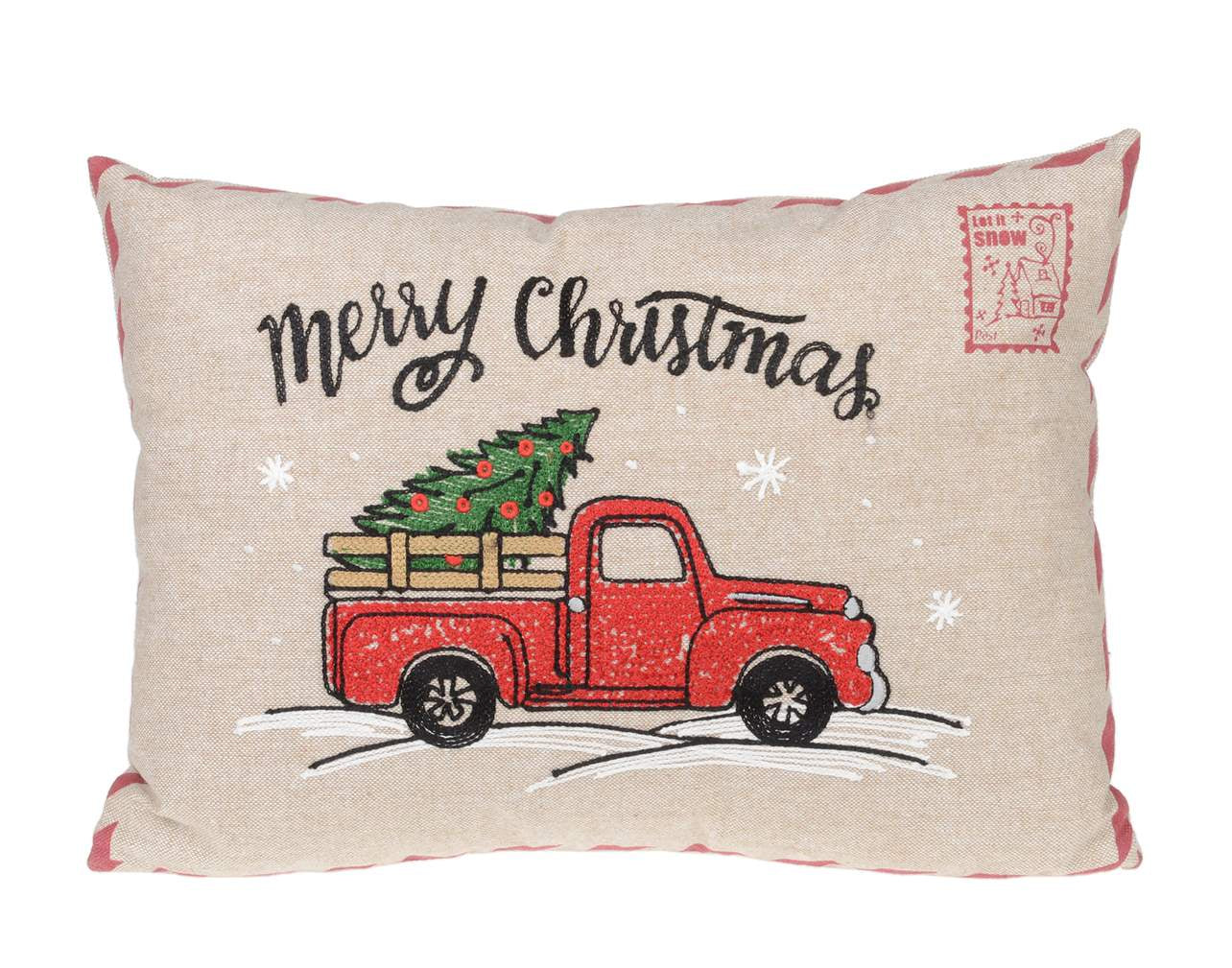 Postage Red Truck Pillow